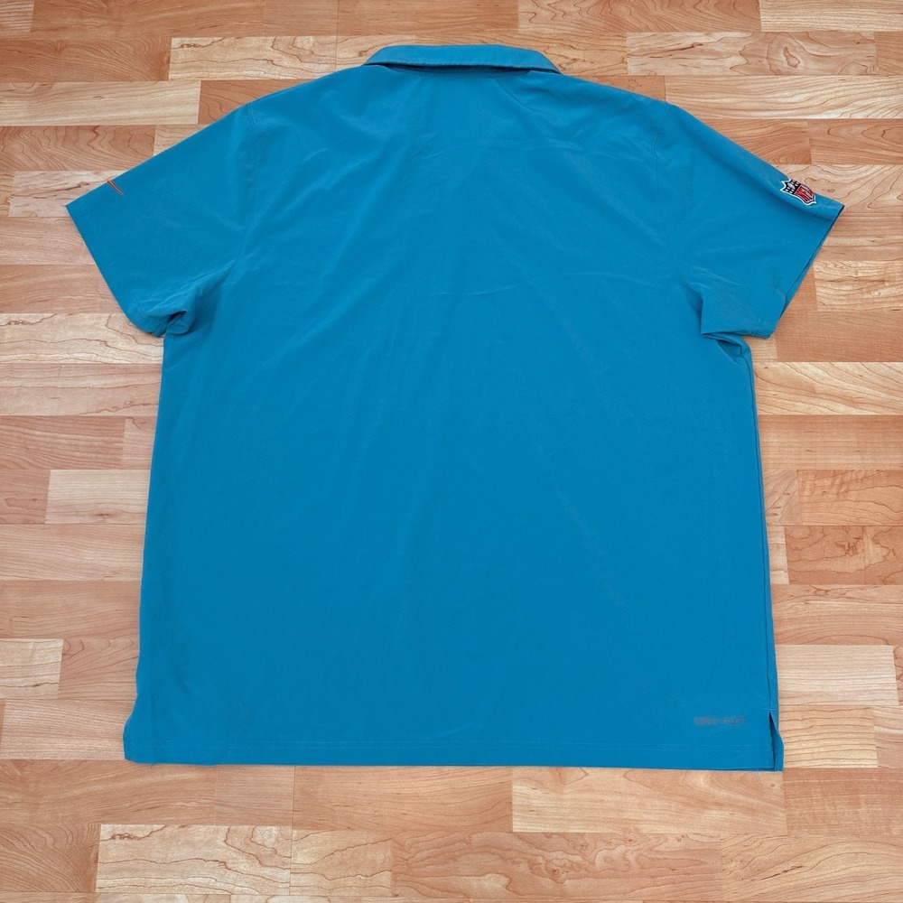 Nike NFL Miami Dolphins Dri-FIT Polo Shirt Mens XXL Aqua Teal Short Sleeve‎ - Picture 2 of 8